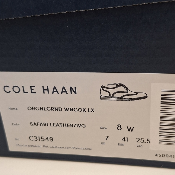 Cole Haan Safari Leather True Blue Ivory Original Grand Lux Wingtip Oxford Sz 8 - Picture 16 of 16